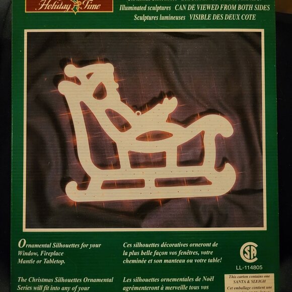 Vintage Christmas Lights - Santa and Sleigh Silhouette - Retro Christmast - Picture 5 of 8
